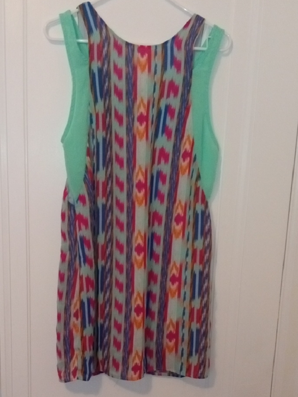 Mint and Multicolor Printed Tank Dress women med